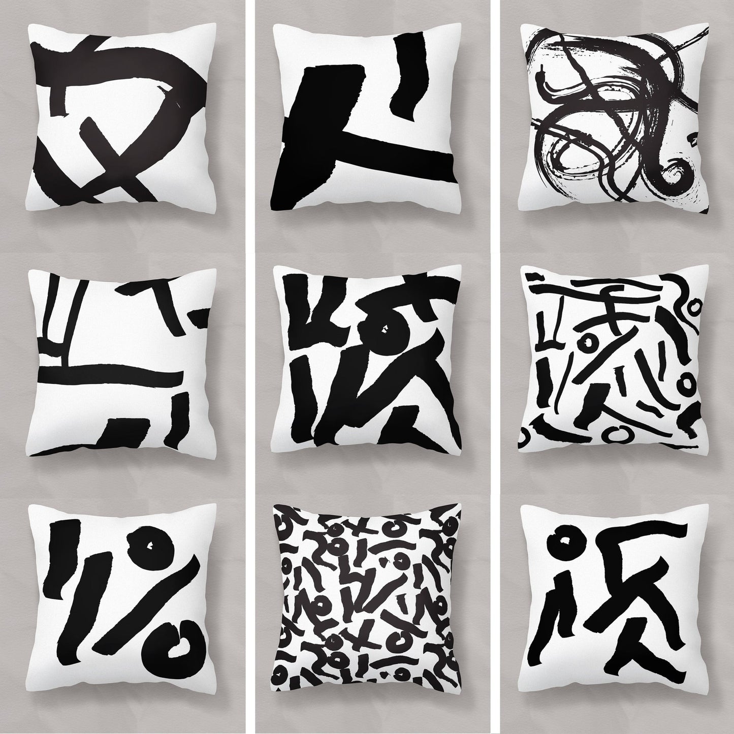 Black and White Pillow Covers - Modern Abstract - Throw Pillows
