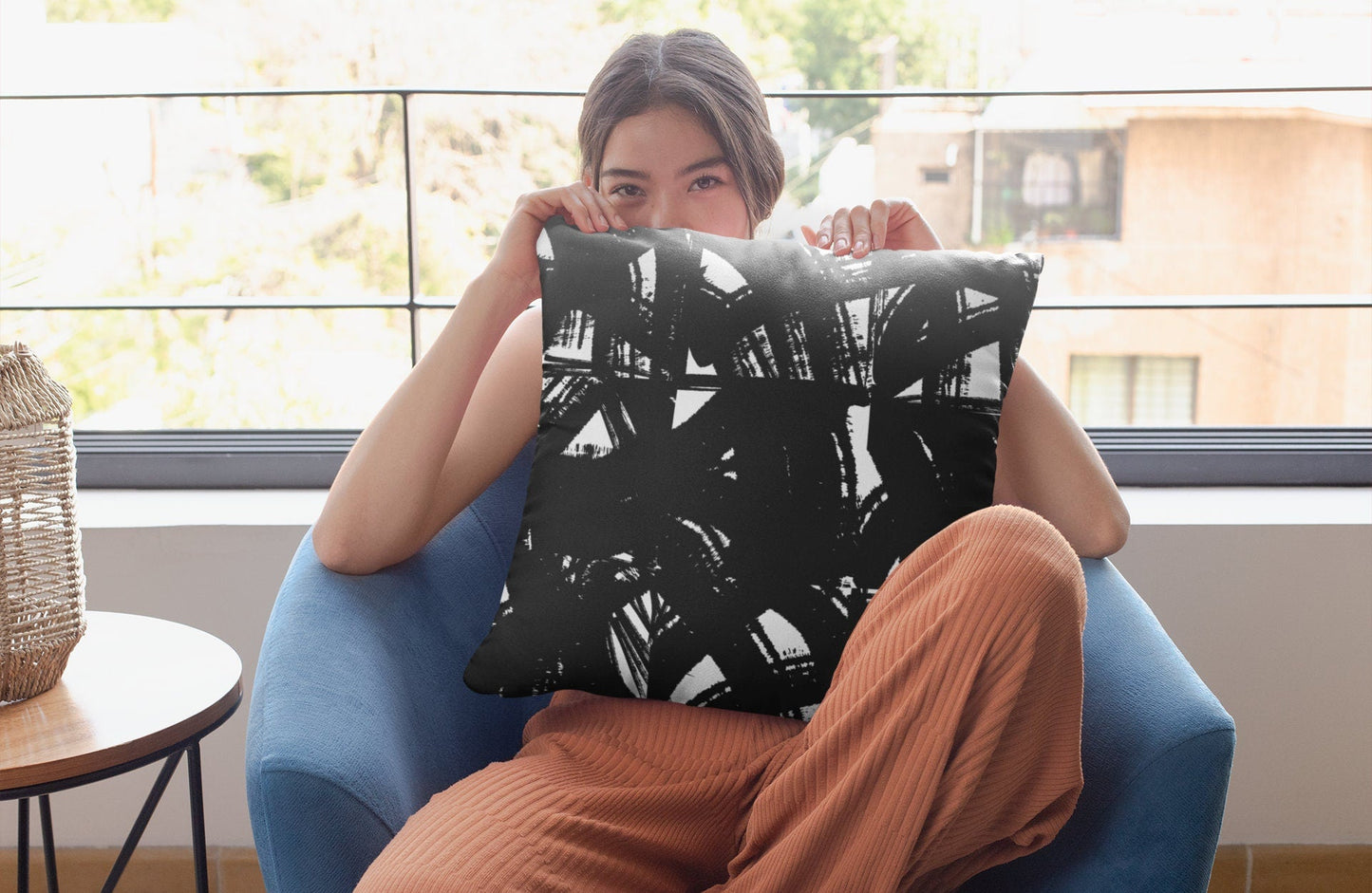 Black Pillow Cover - Grunge Style