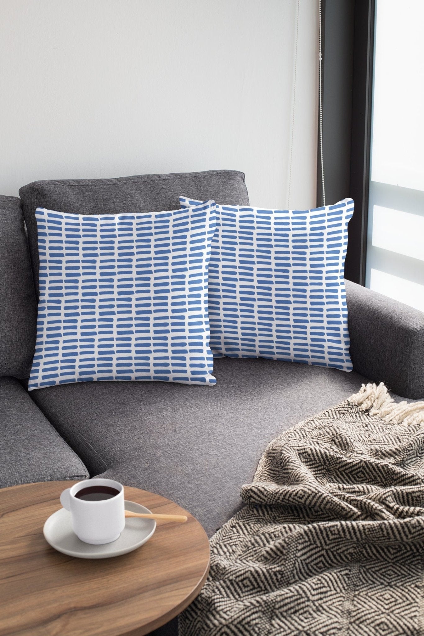 Blue and White Pillow