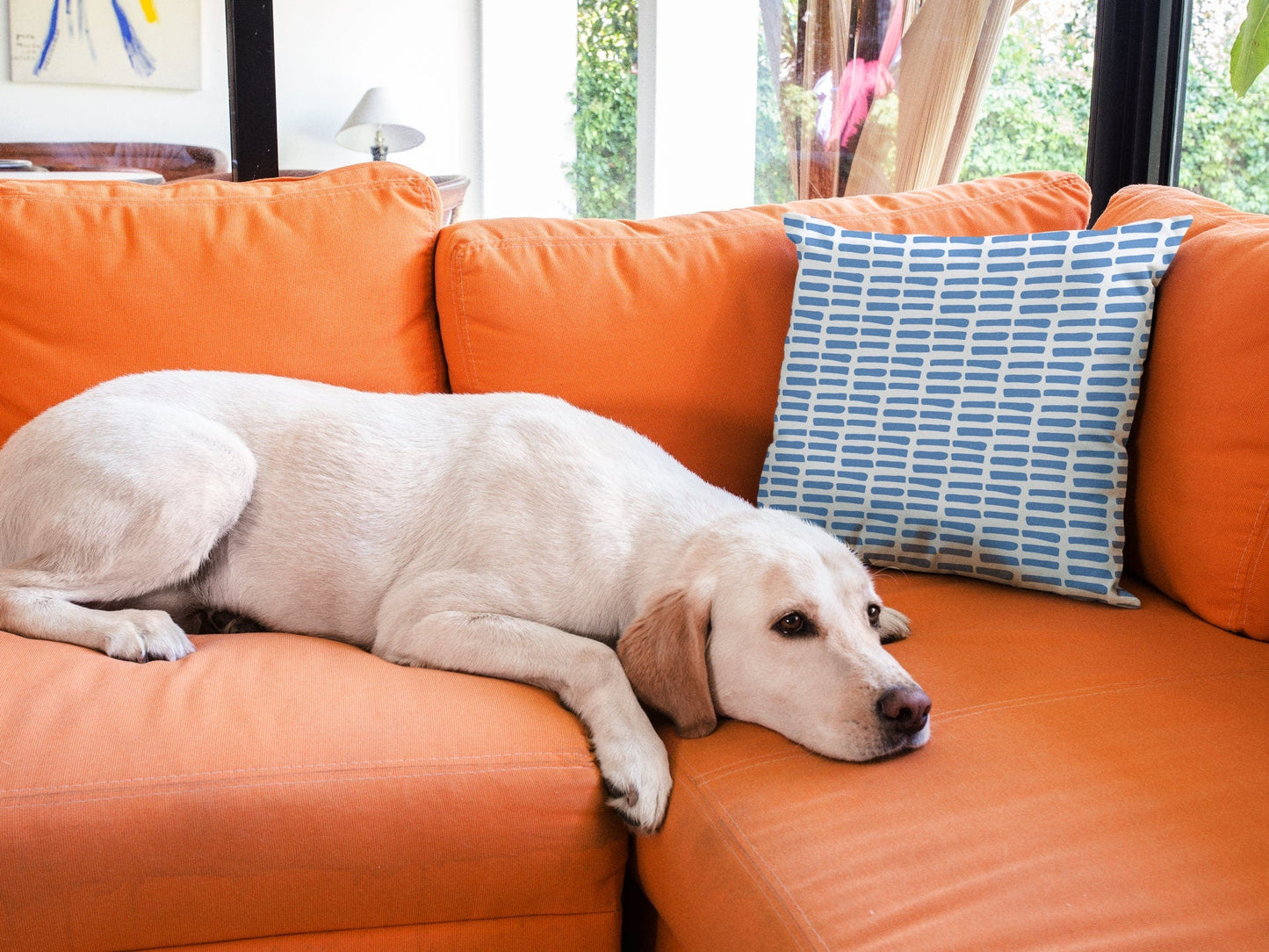 Blue and White Pillow