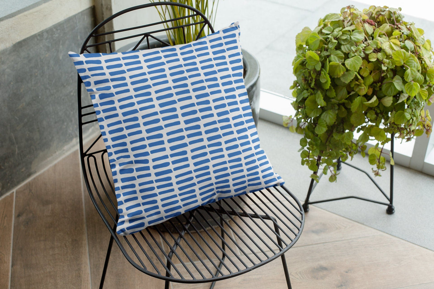 Blue and White Pillow