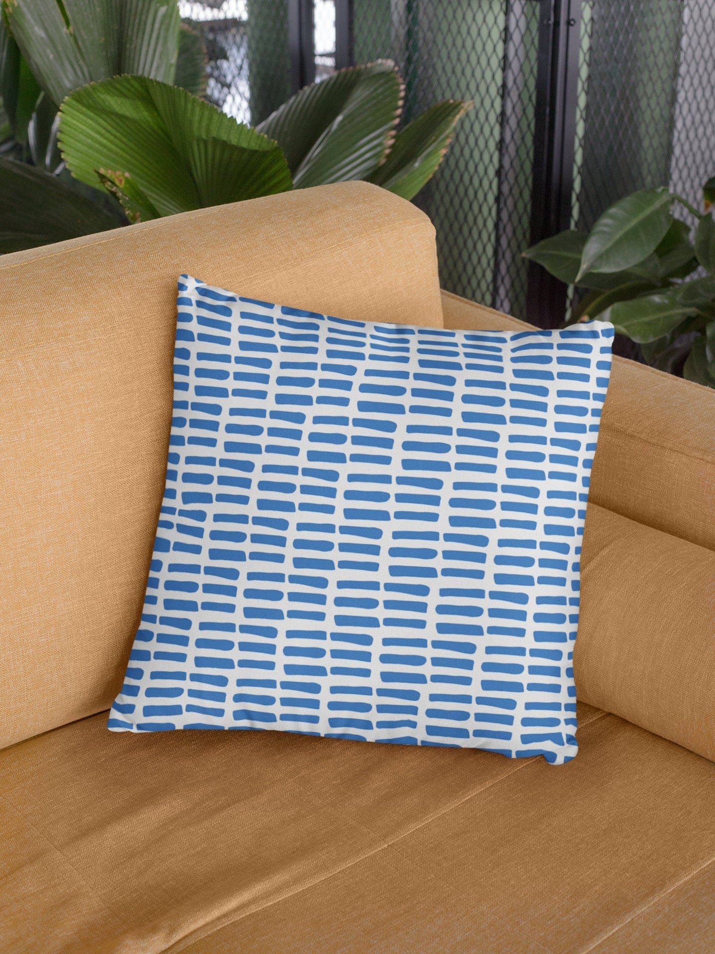 Blue and White Pillow