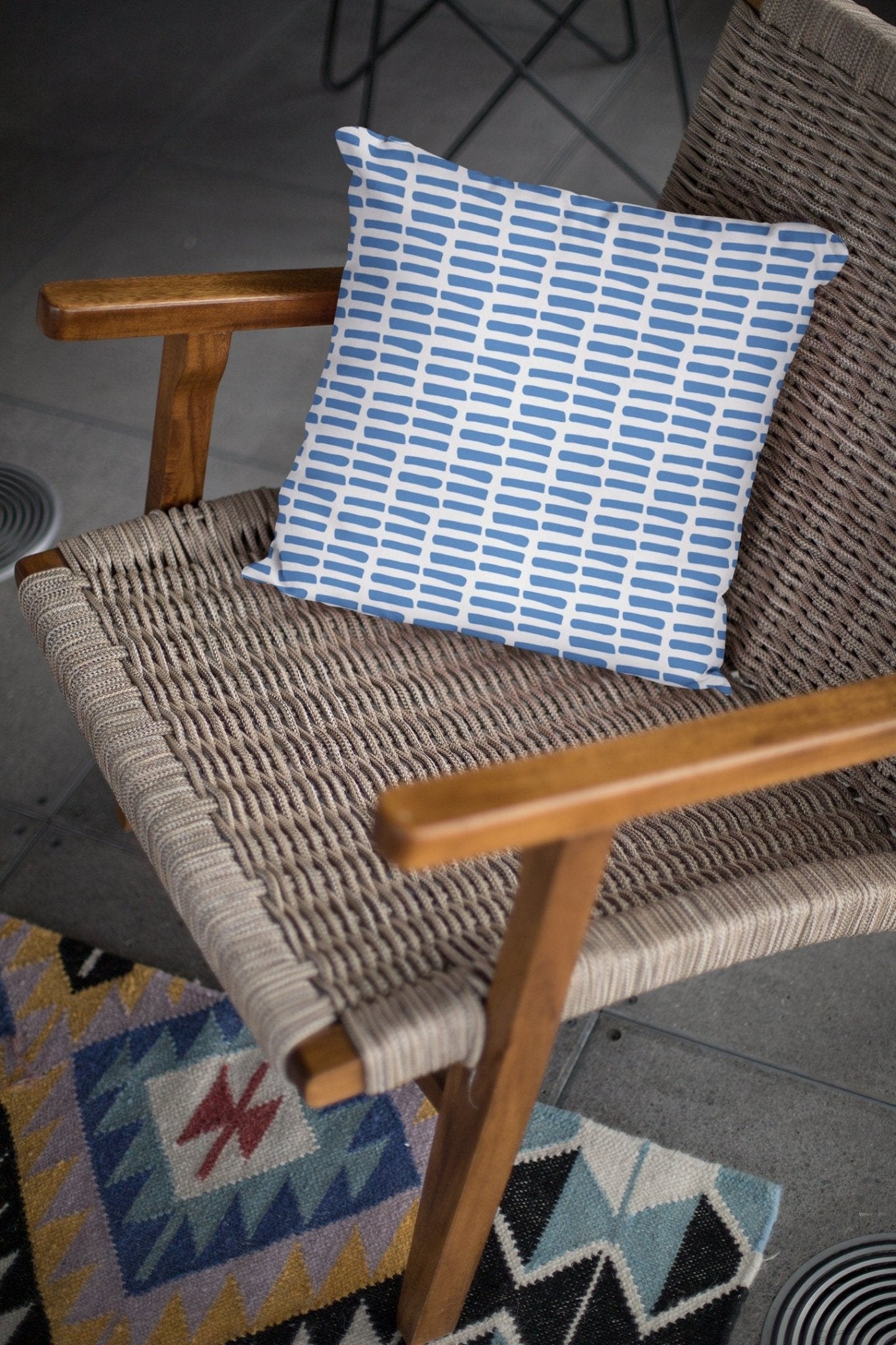 Blue and White Pillow