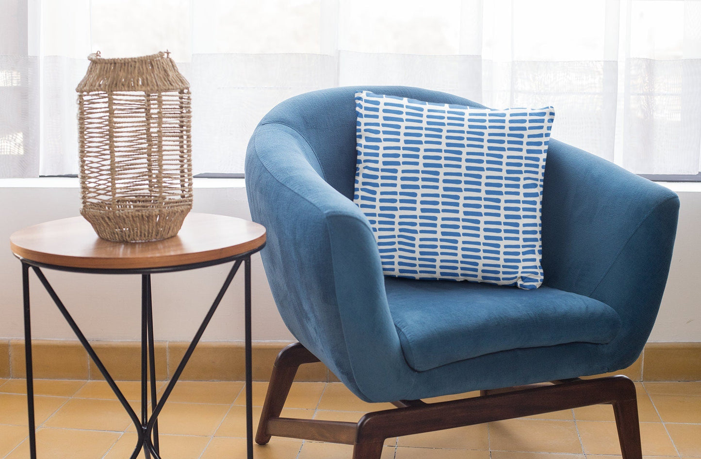 Blue and White Pillow