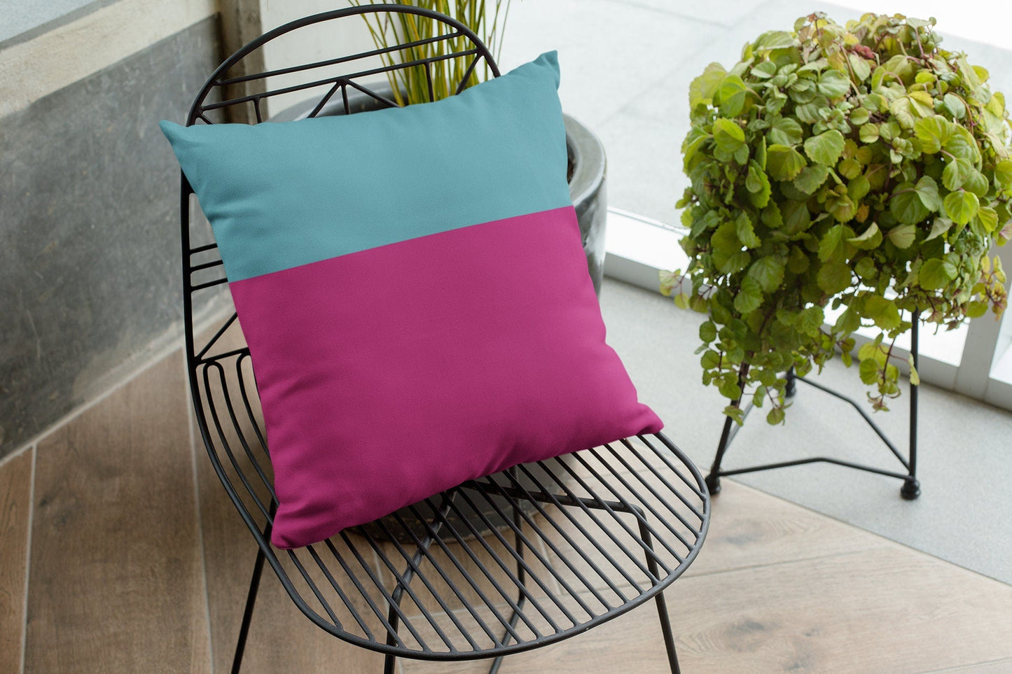 Pink and Blue Pillow Cover
