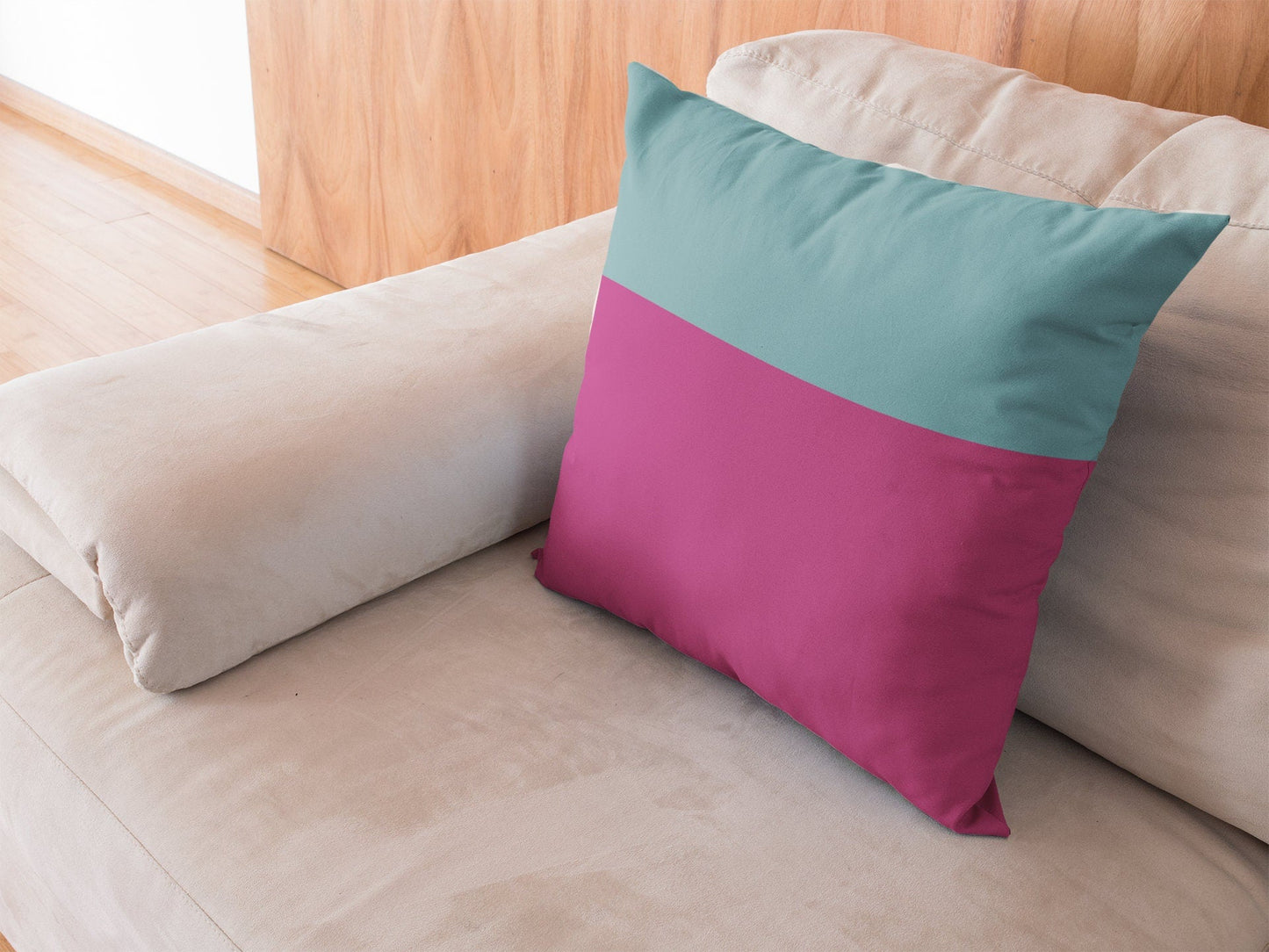 Pink and Blue Pillow Cover