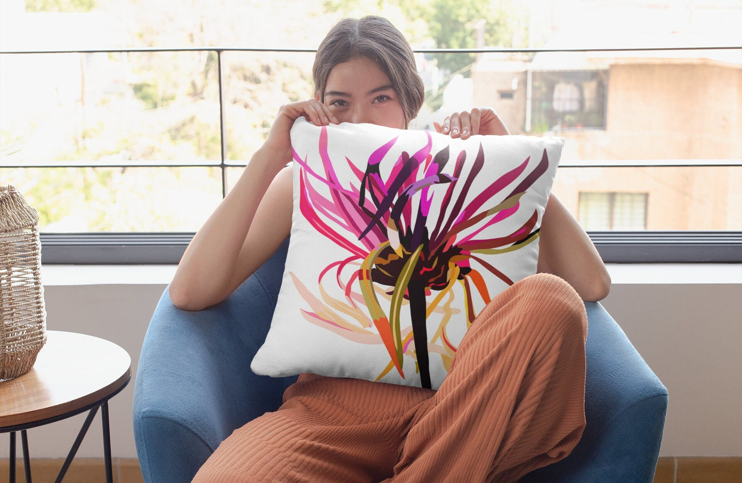 Pink Wildflower Pillow Cover