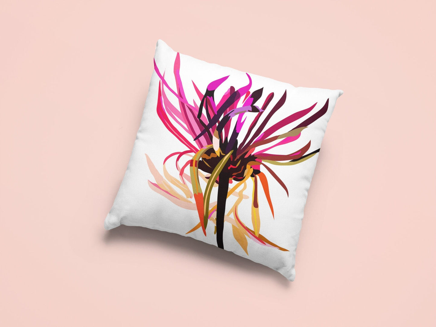 Pink Wildflower Pillow Cover