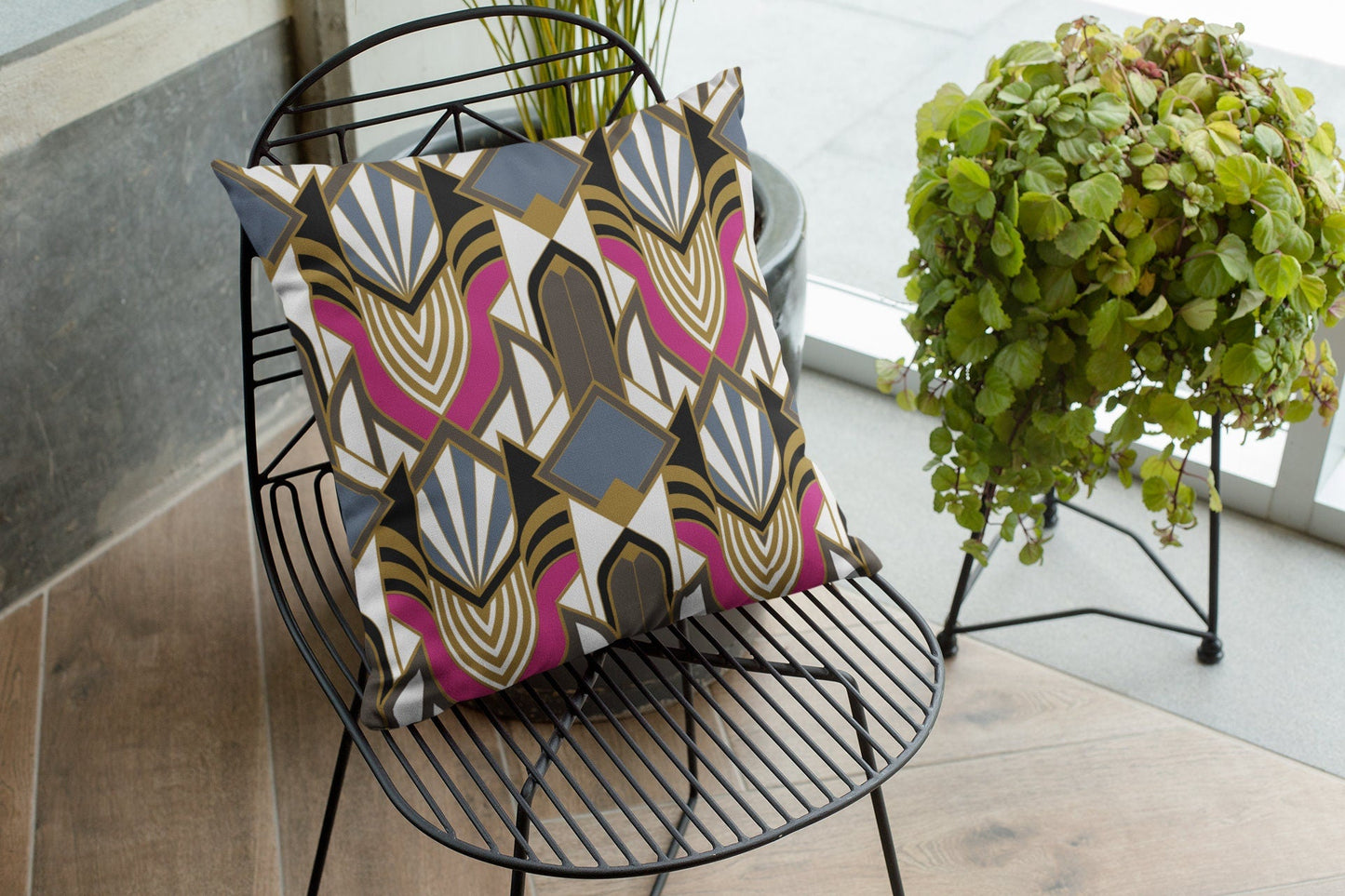 Retro Art Deco Throw Pillow Cover