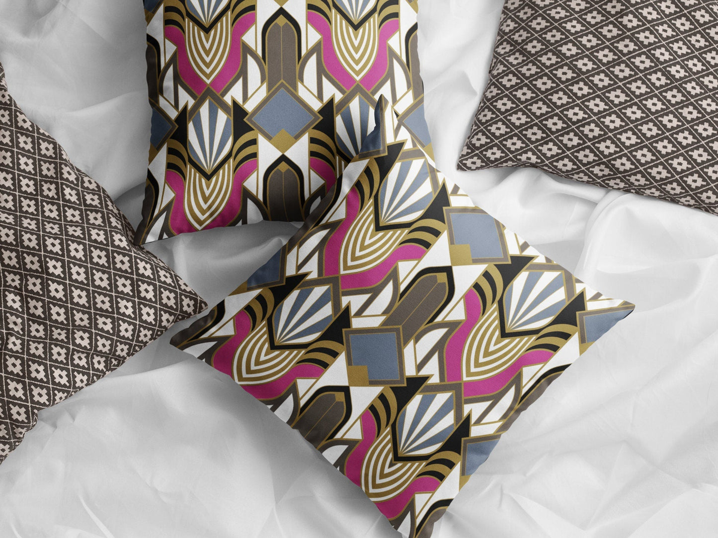 Retro Art Deco Throw Pillow Cover