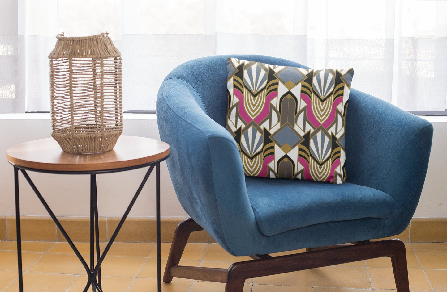 Retro Art Deco Throw Pillow Cover