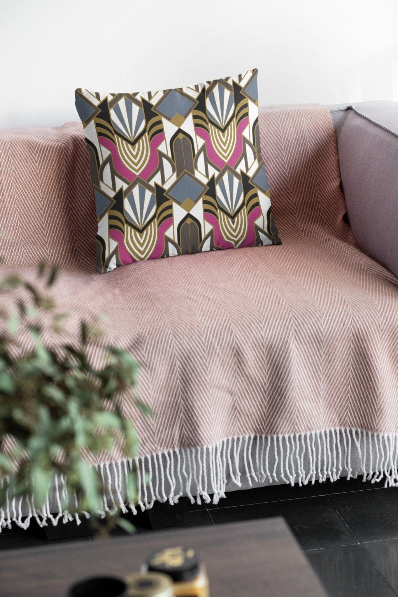 Retro Art Deco Throw Pillow Cover