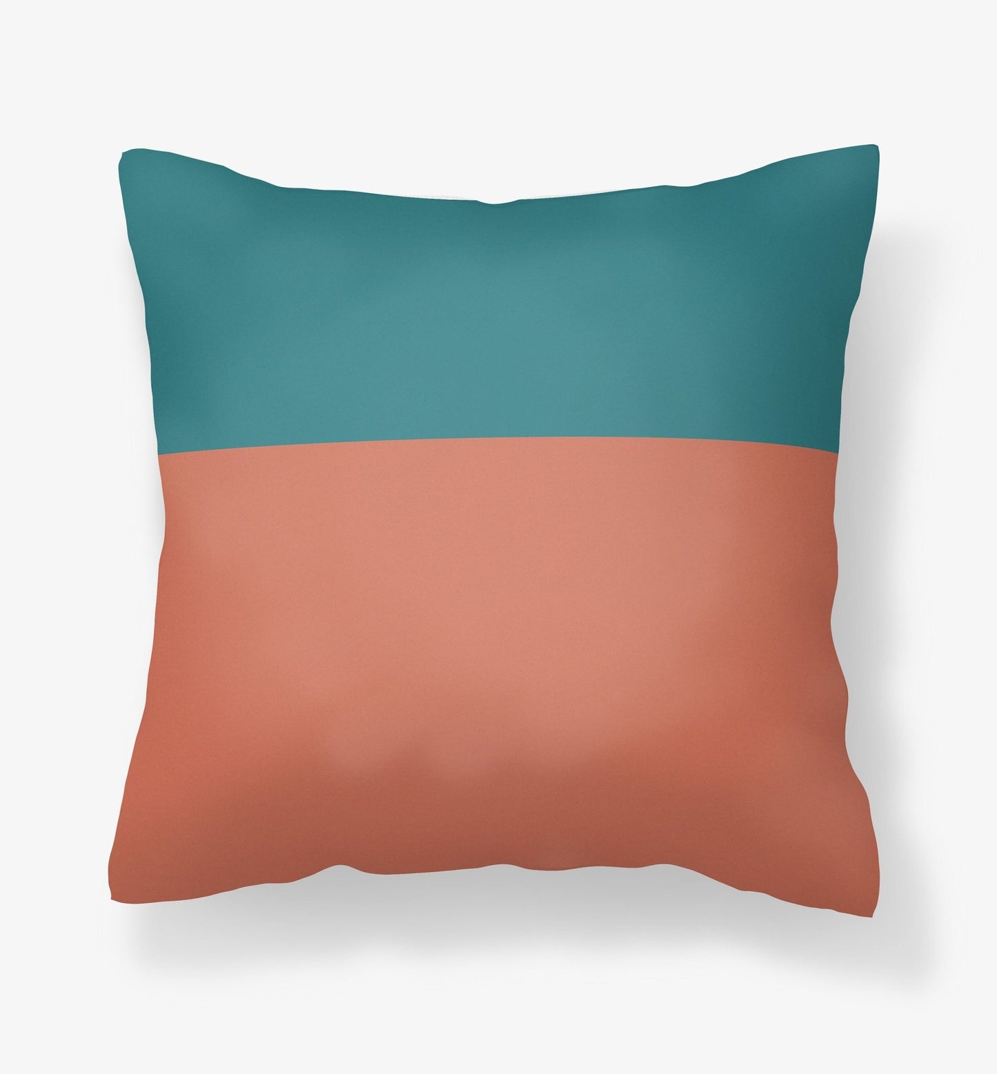 Teal Blue and Terracotta Pillow Cover