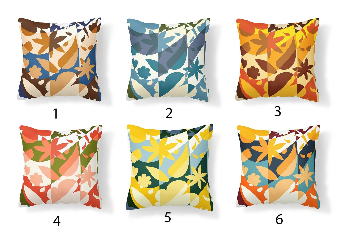 Yellow and Blue Outdoor Pillow