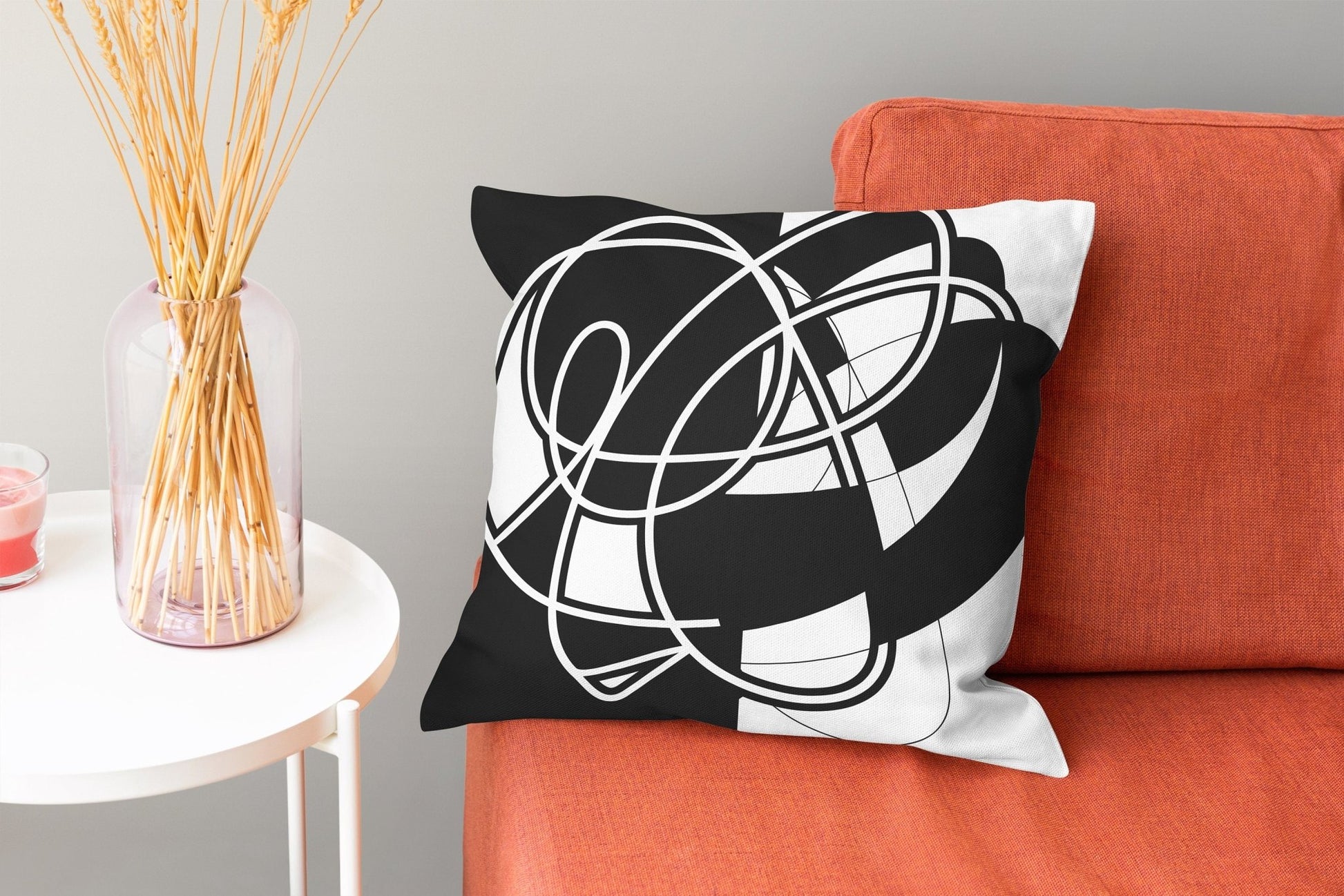 Black and White Modern Pillow