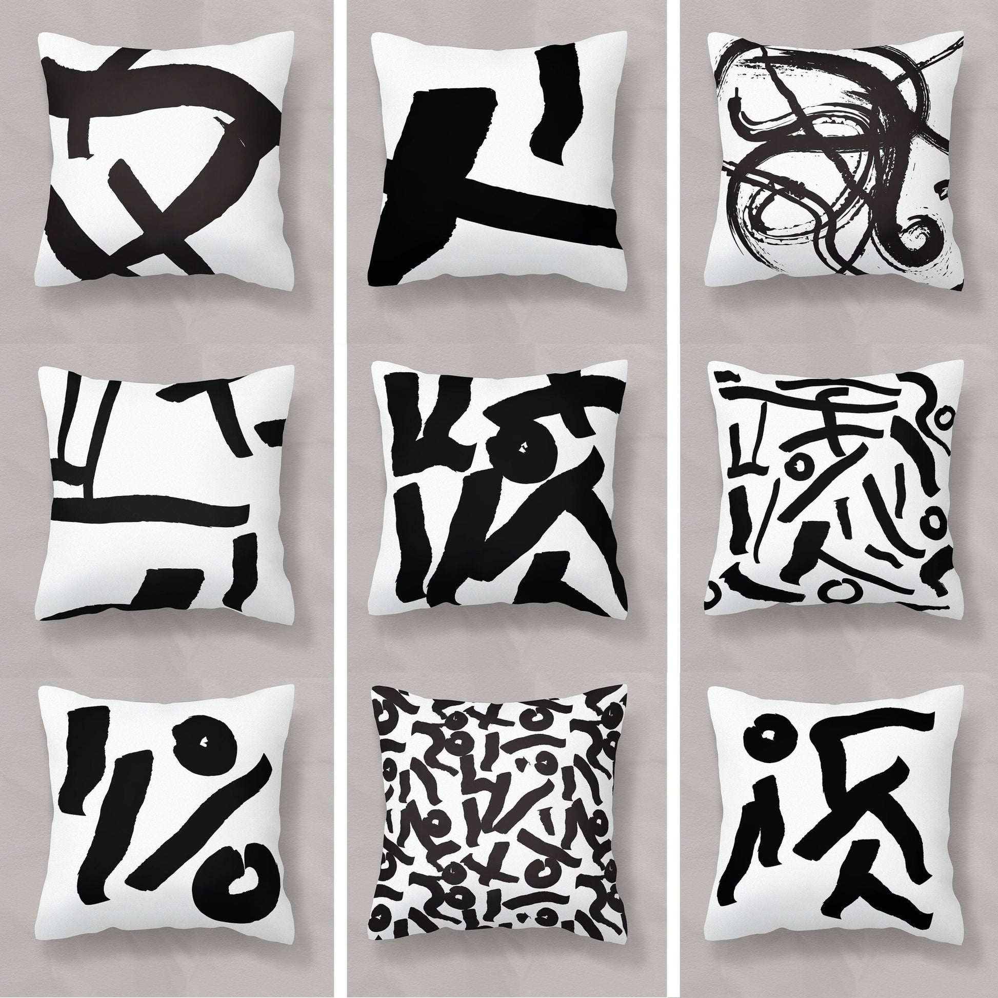 Black and White Pillow Covers - Modern Abstract - Throw Pillows
