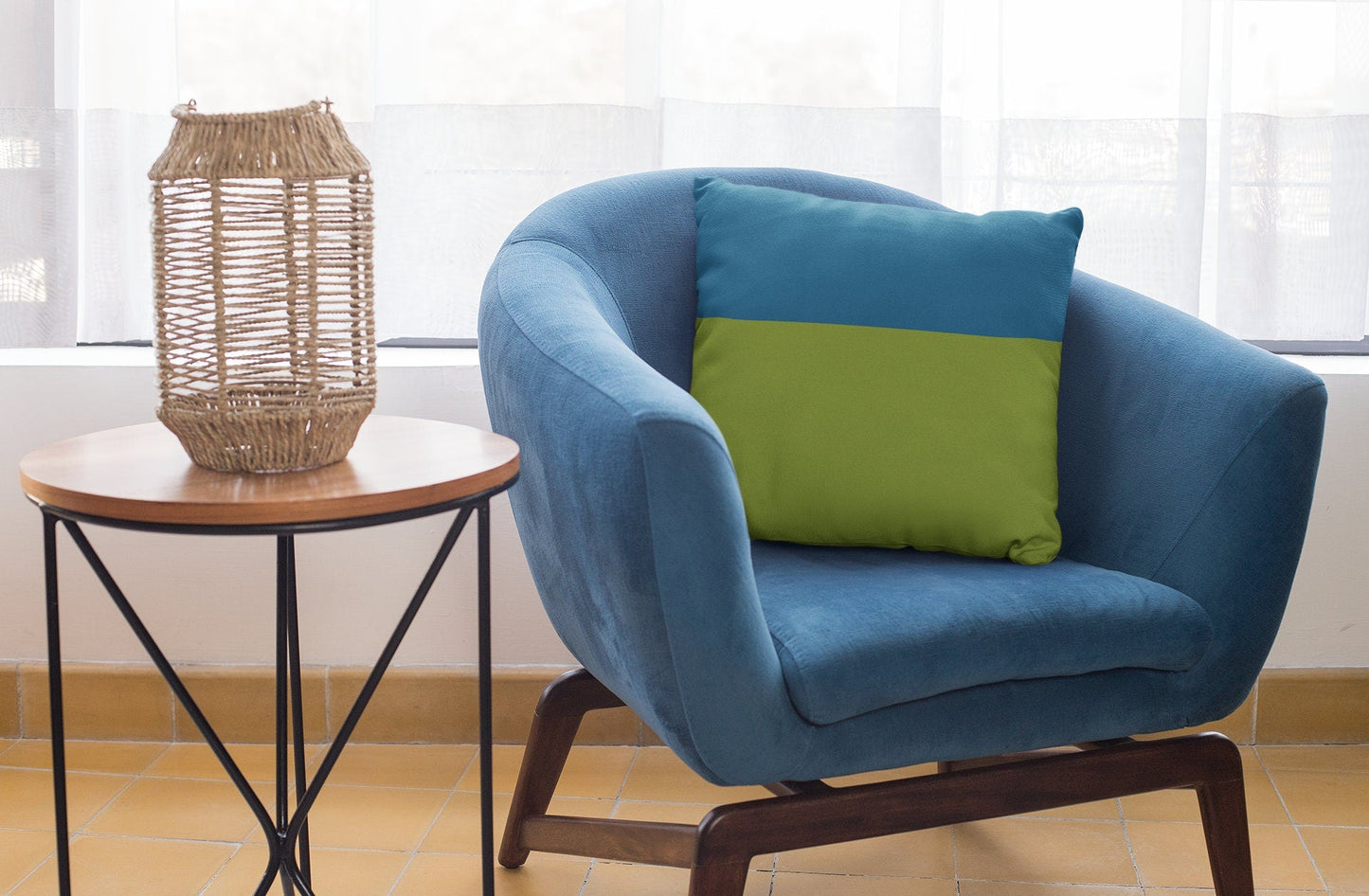 Blue and Green Pillow Cover