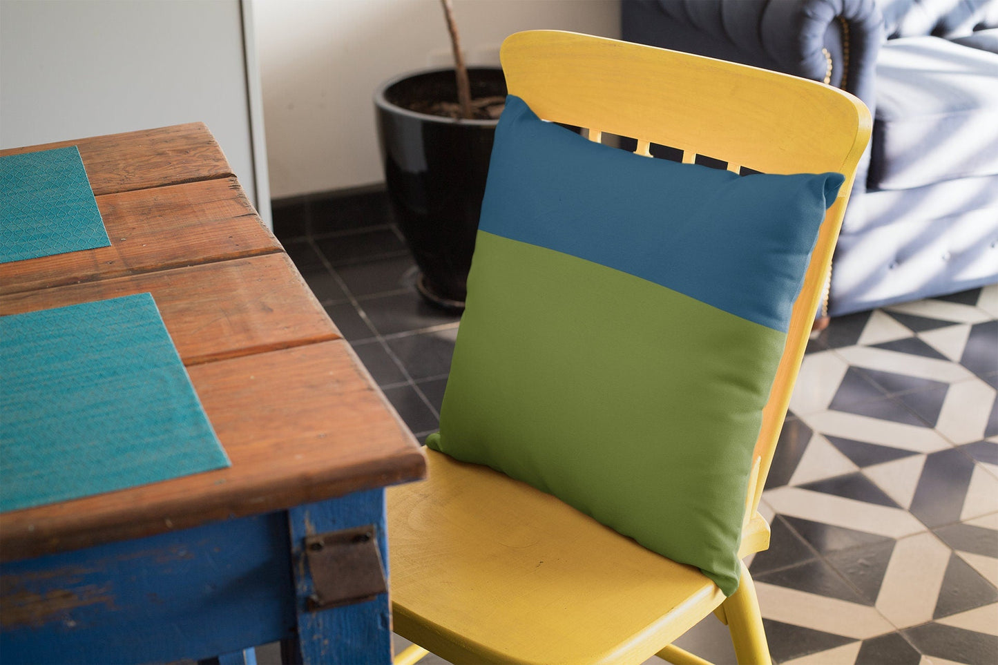 Blue and Green Pillow Cover