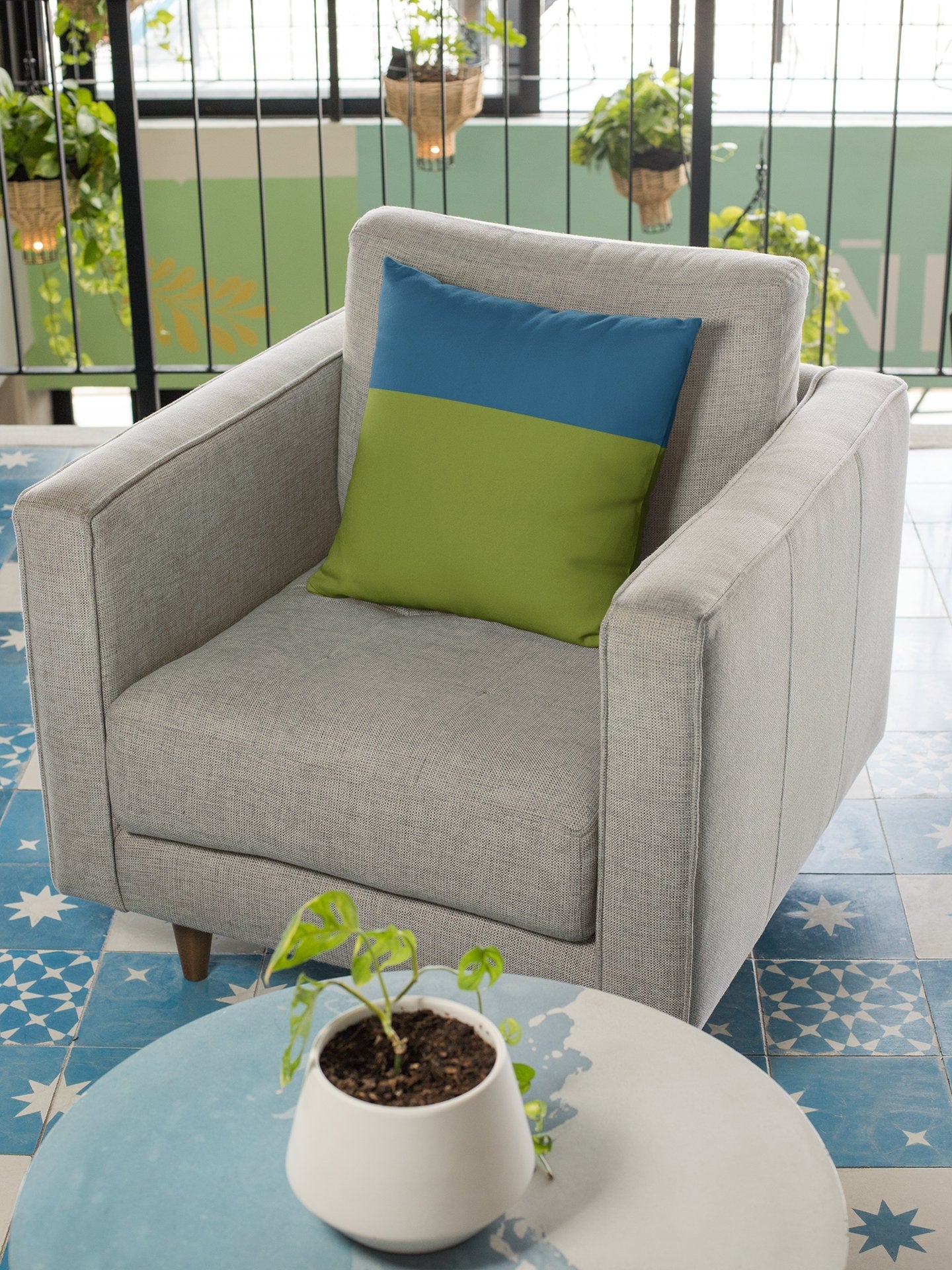 Blue and Green Pillow Cover