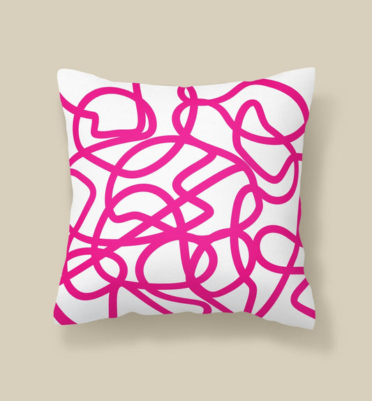 Bright Pink Pillow in Abstract Print
