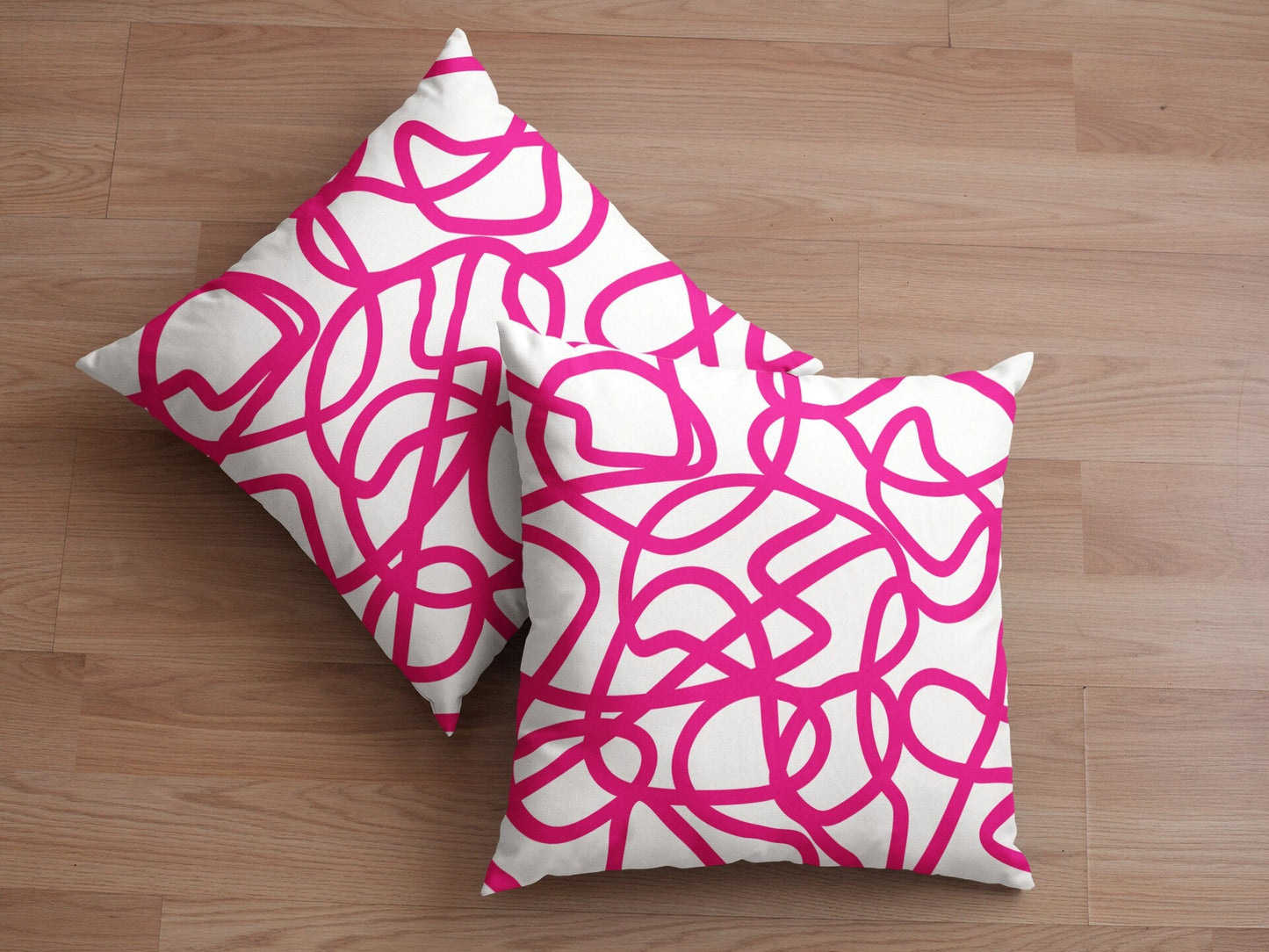 Bright Pink Pillow in Abstract Print