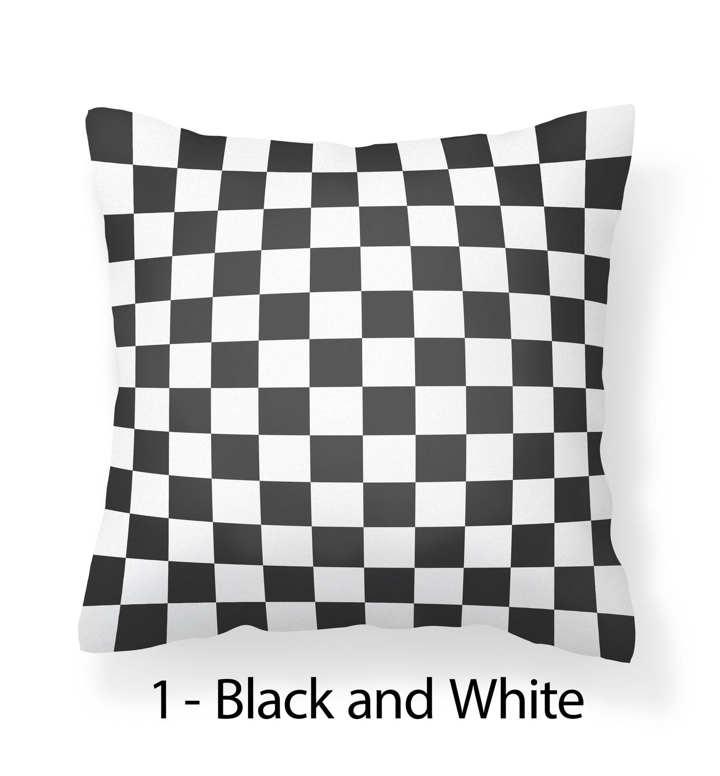 Checked Pillow Covers - Black, White, Green, Coral, Tan and Pink