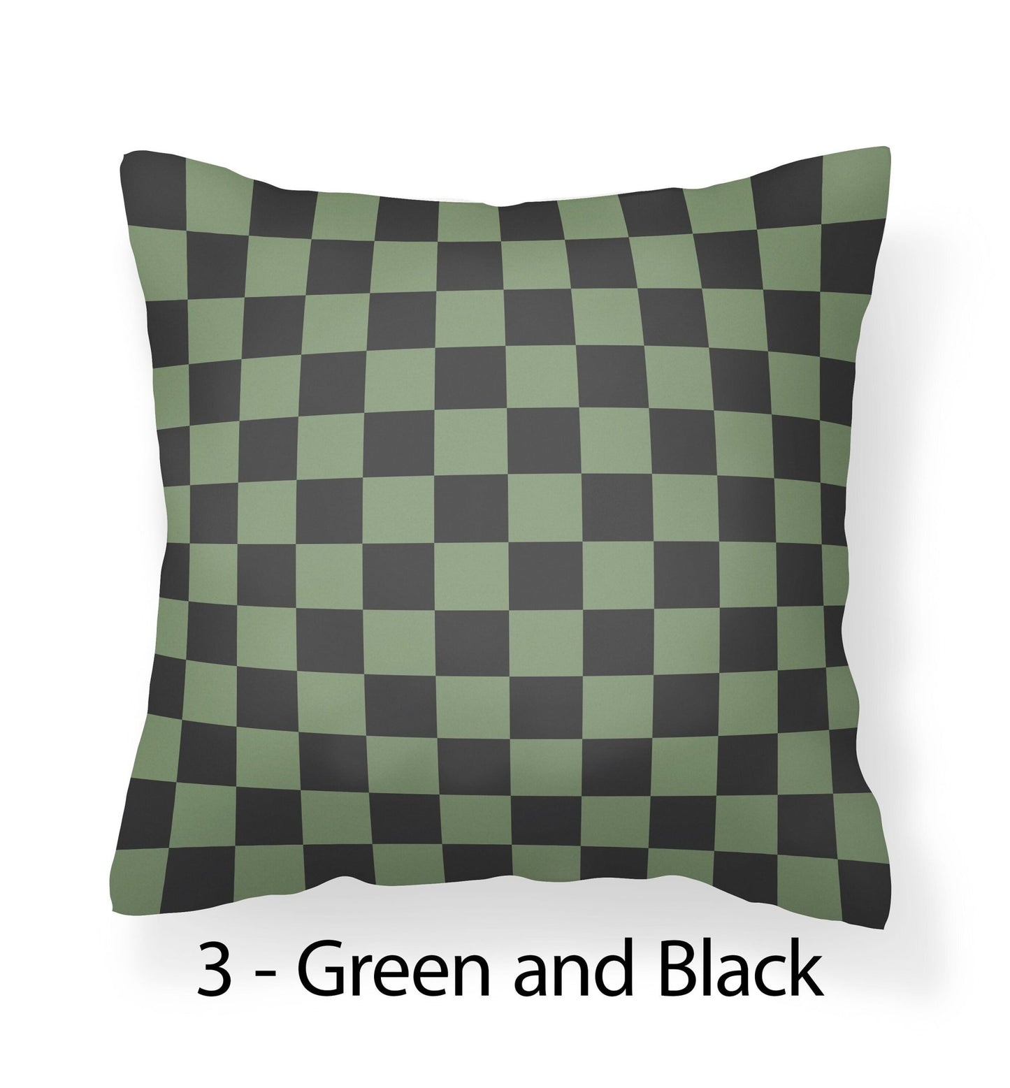 Checked Pillow Covers - Black, White, Green, Coral, Tan and Pink