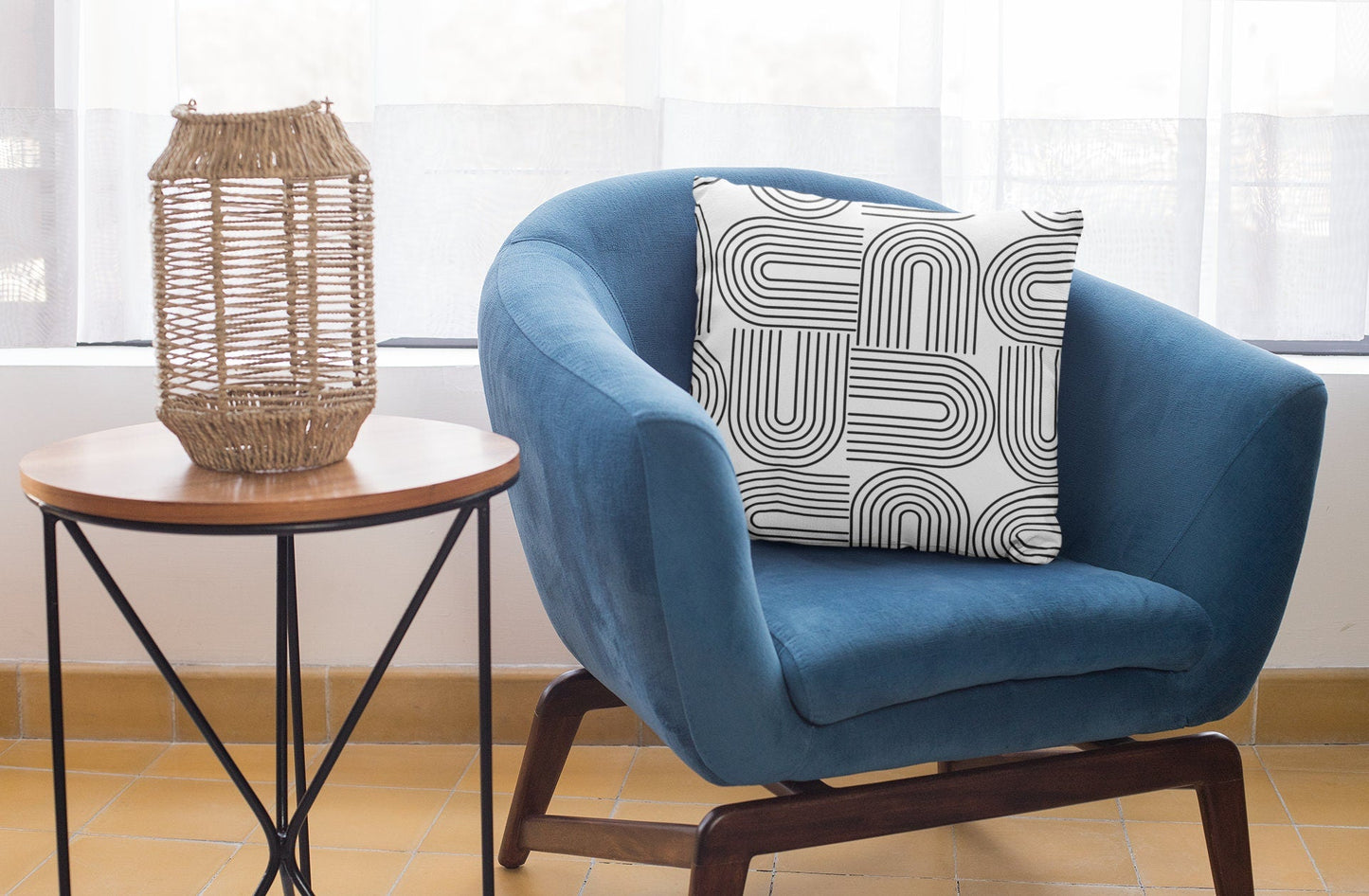Geometric Black and White Pillow