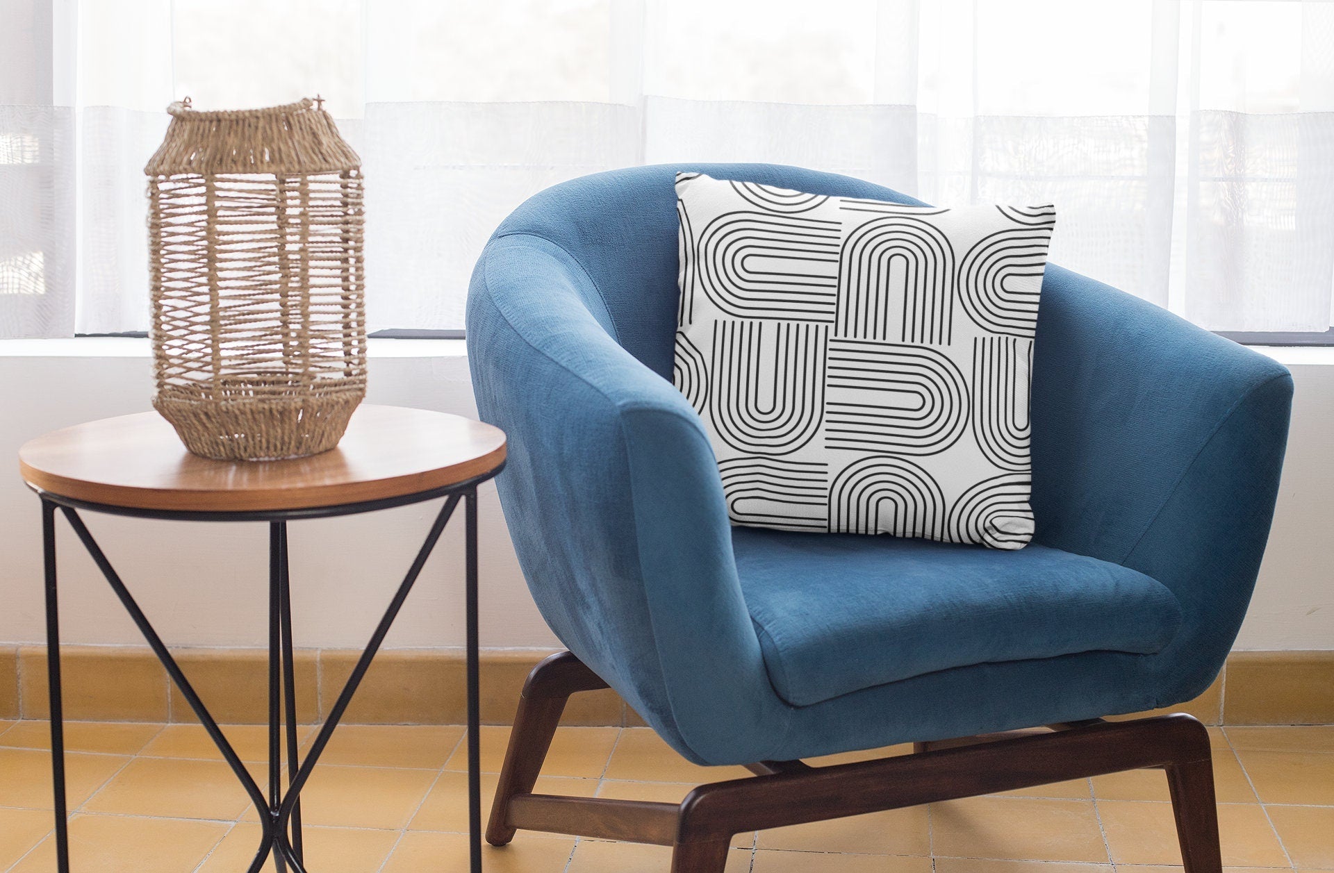 Geometric Black and White Pillow