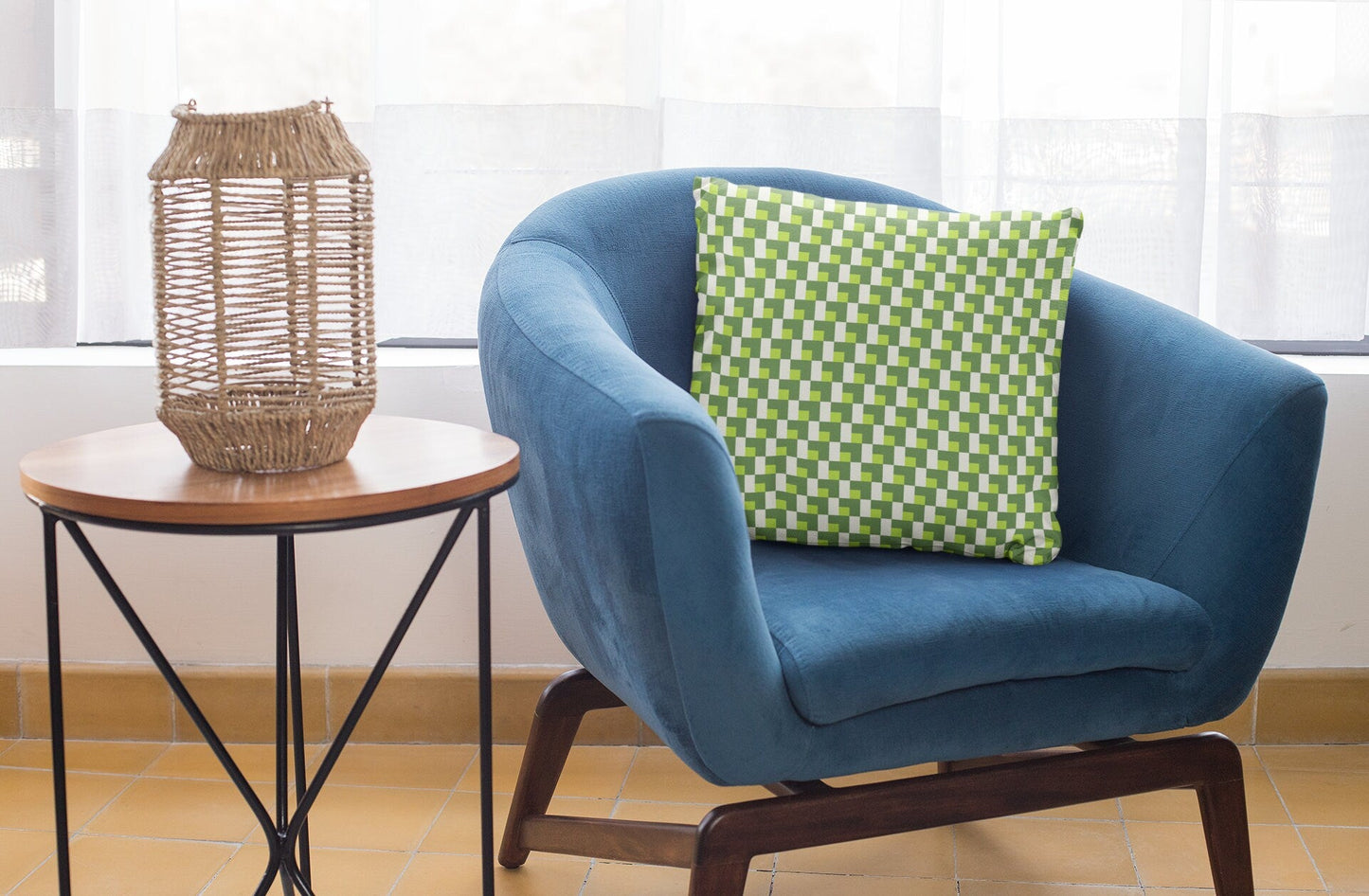 Green Checked Cushion Covers