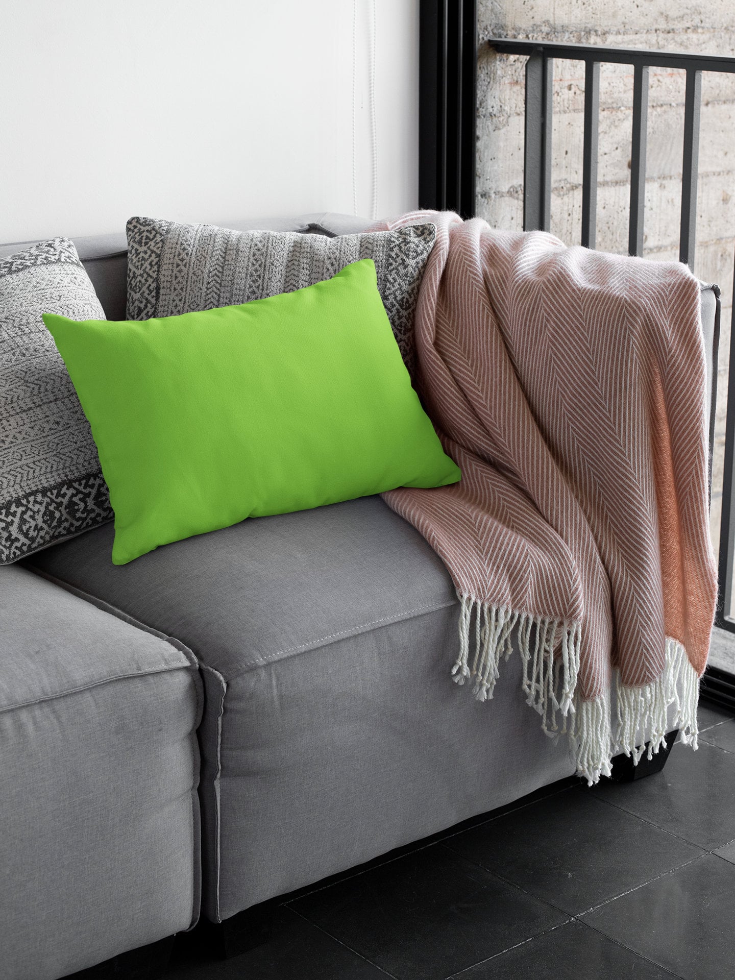 Green Outdoor Lumbar Pillow