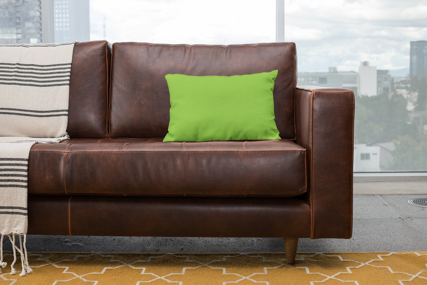Green Outdoor Lumbar Pillow