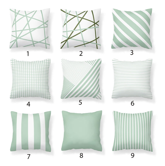 Green Outdoor Pillows - Light Green Stripes - Throw Pillows