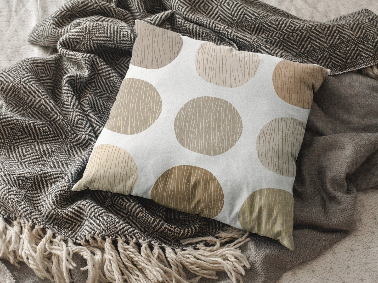 Neutral Pillow Cover - Boho Circles