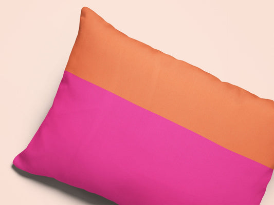 Outdoor Lumbar Pillow, Pink and Orange Color Blocking