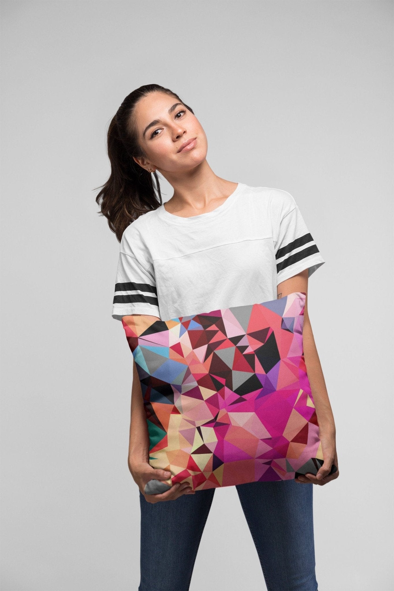 Pink Geometric Cushion Cover