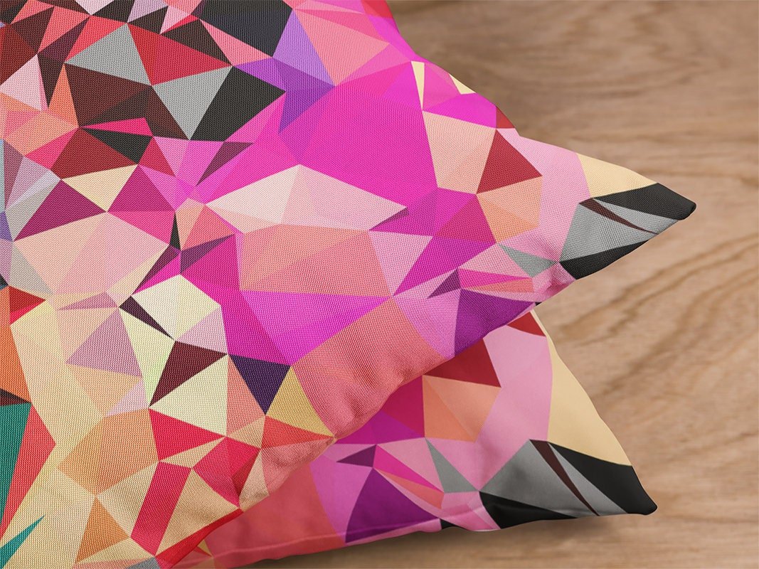 Pink Geometric Cushion Cover