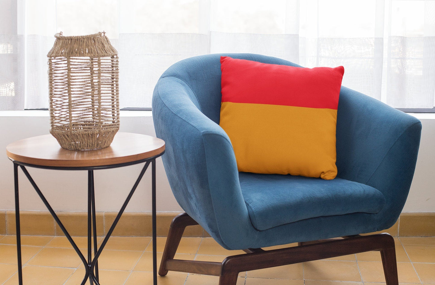 Red and Orange Colorblock Pillow Cover