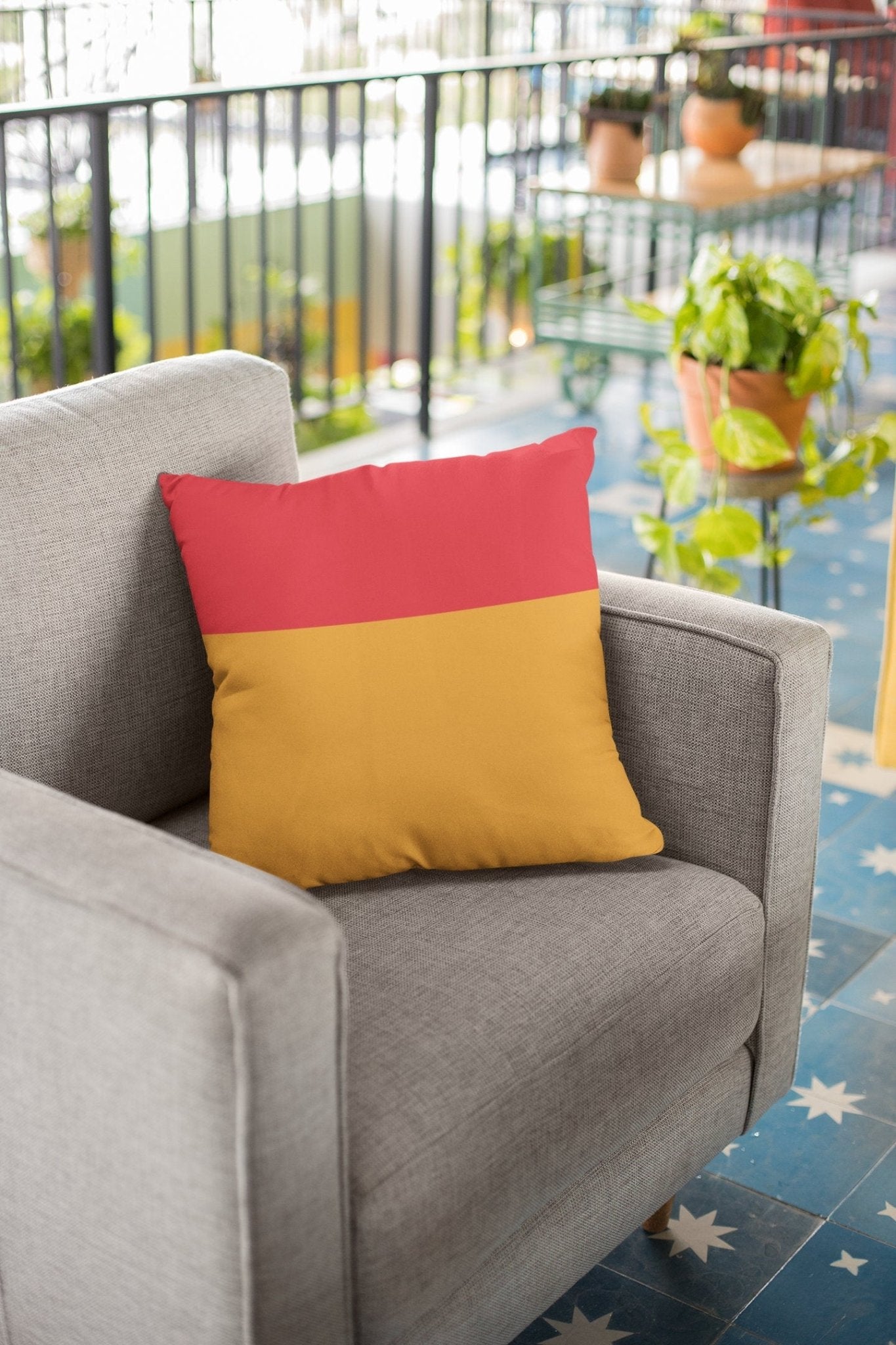 Red and Orange Colorblock Pillow Cover