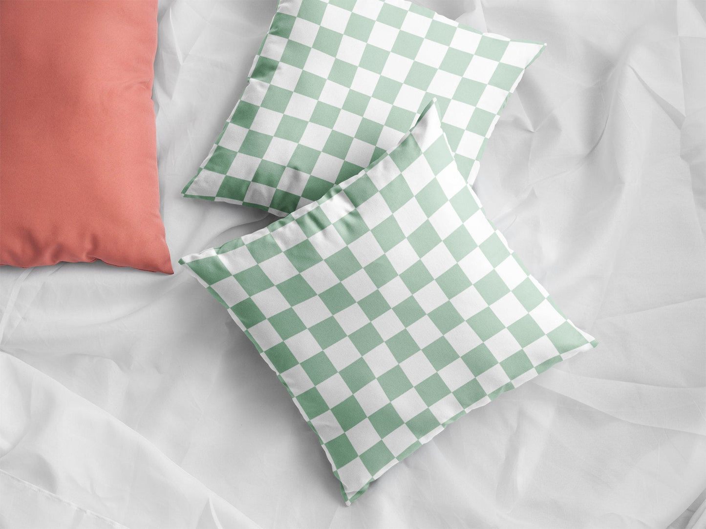 Sage Green Checkered Pillow Cover