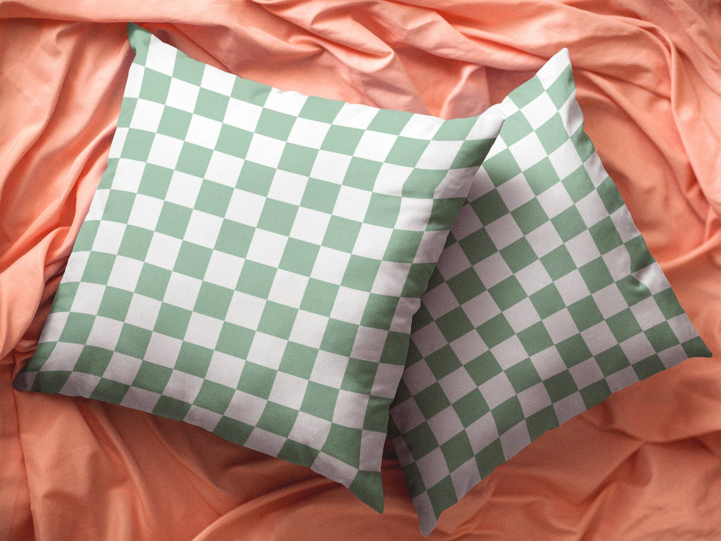 Sage Green Checkered Pillow Cover
