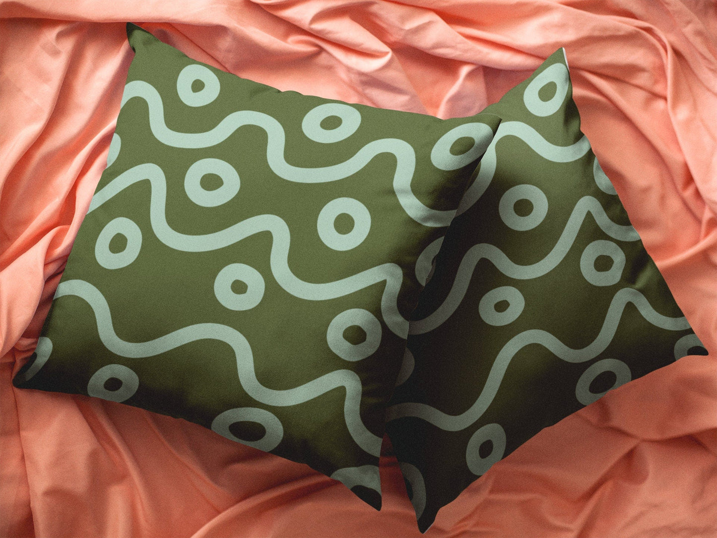 Sage Green Pillow Cover - Abstract Wavy Lines