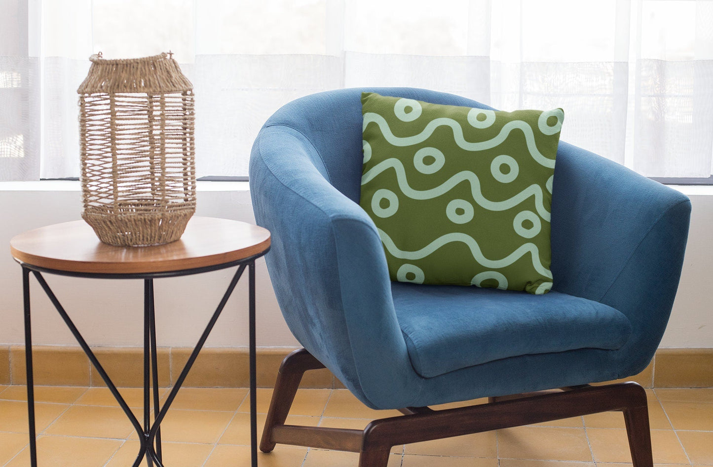 Sage Green Pillow Cover - Abstract Wavy Lines