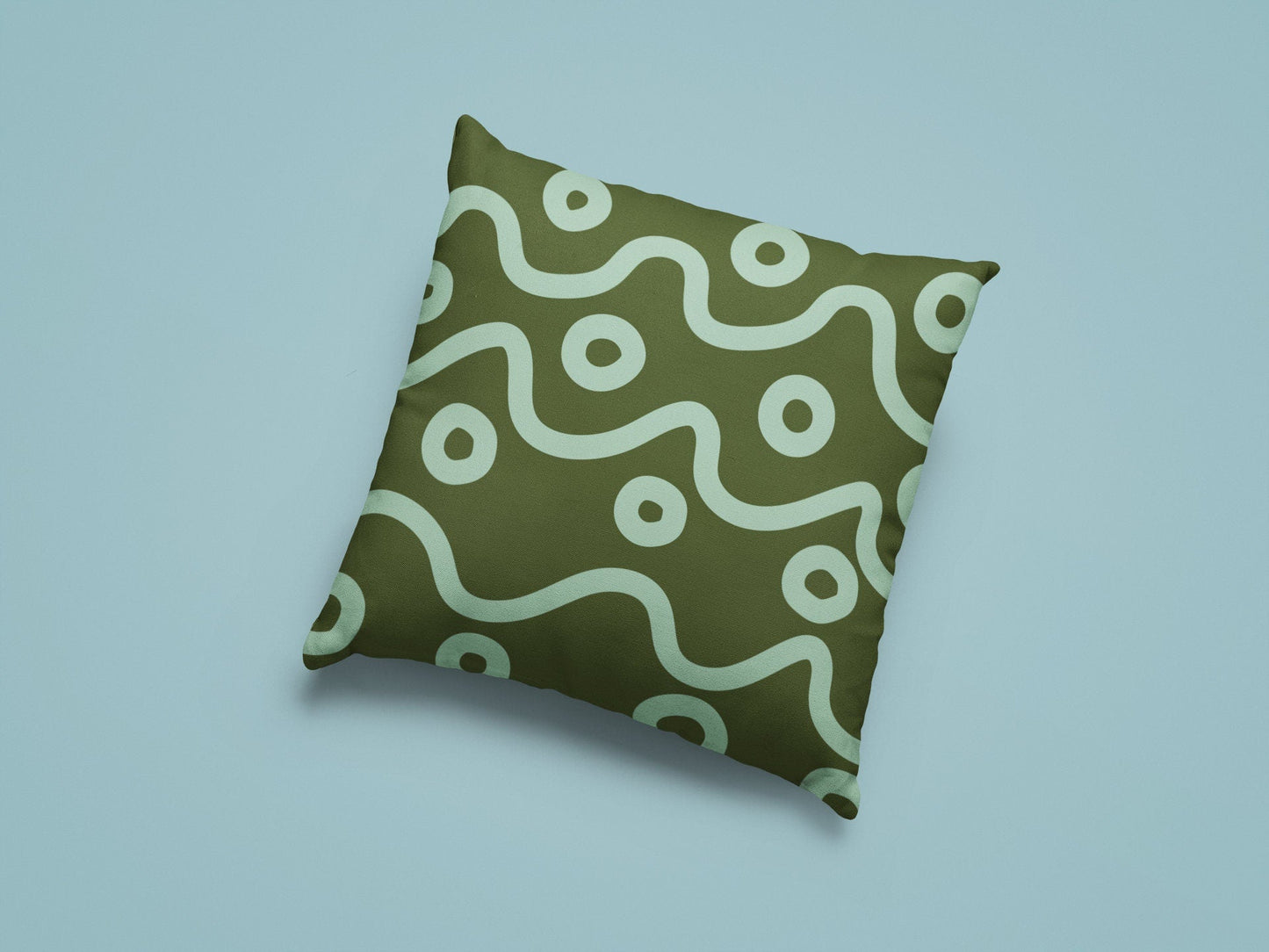 Sage Green Pillow Cover - Abstract Wavy Lines