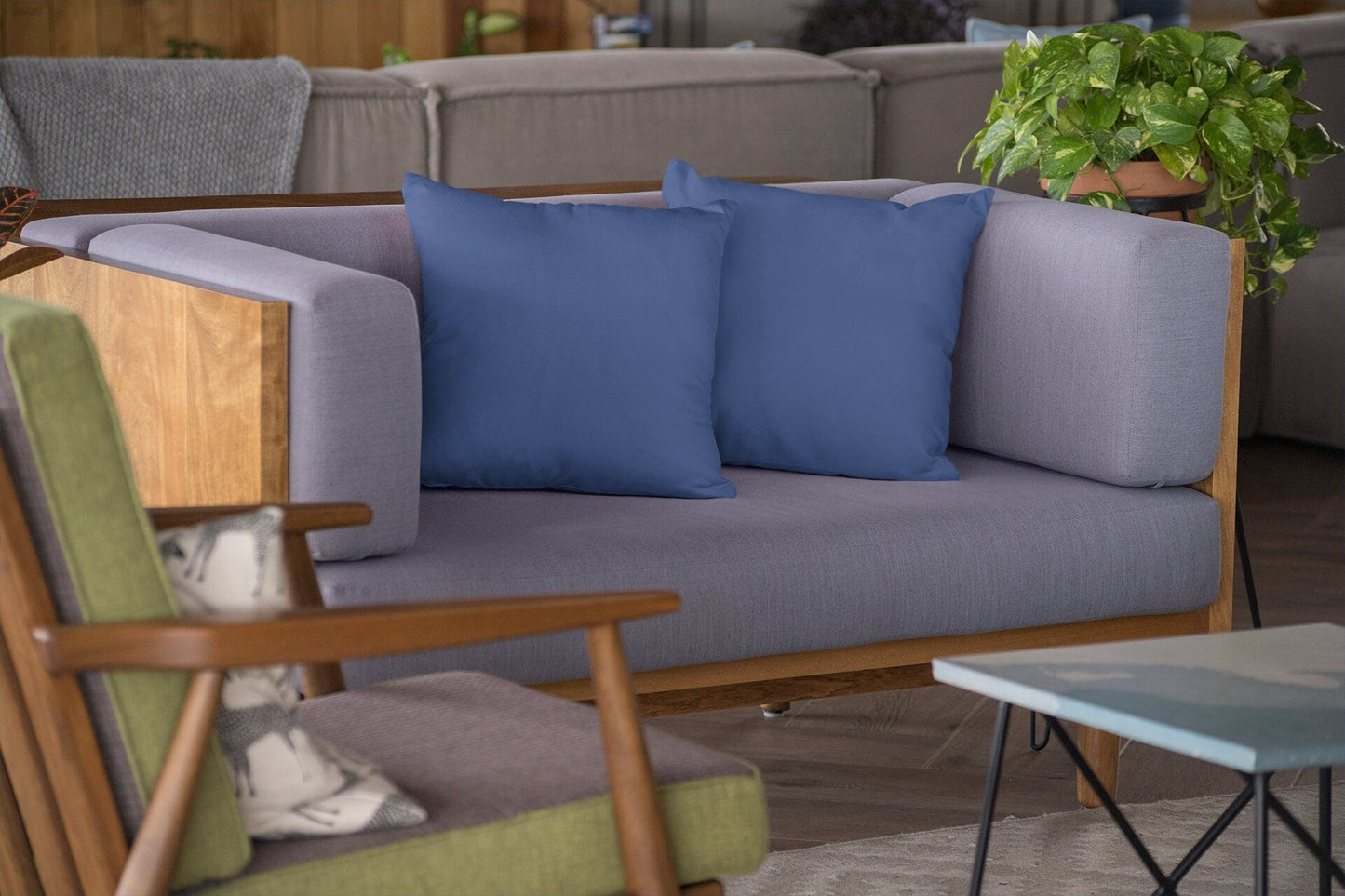Solid Blue Throw Pillow Cover