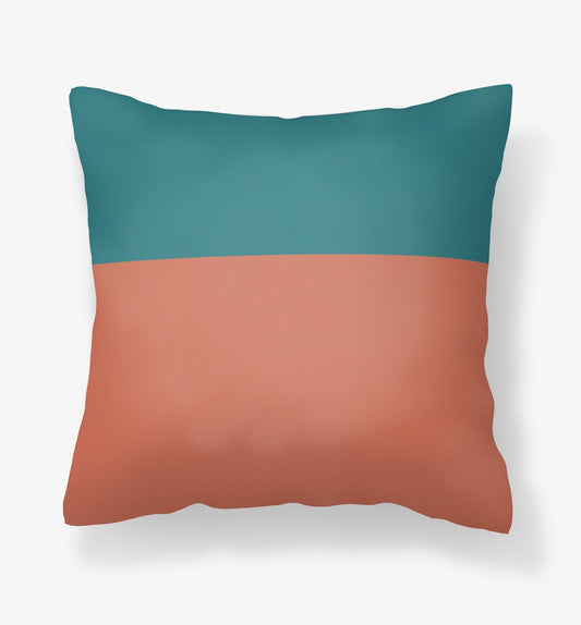 Teal Blue and Terracotta Pillow Cover