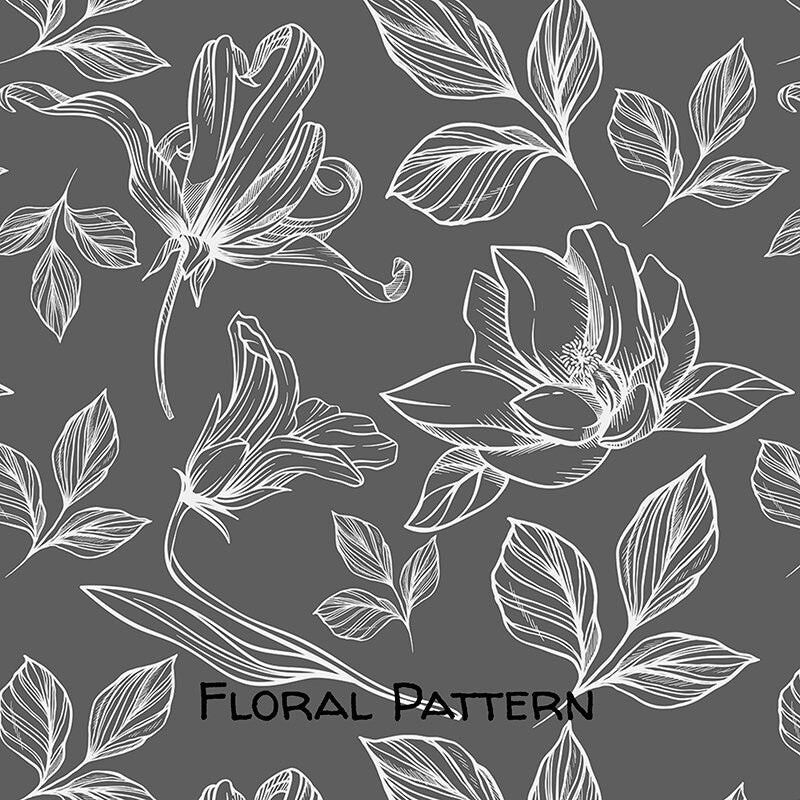 White and Gray Shower Curtain with Bold Floral Design
