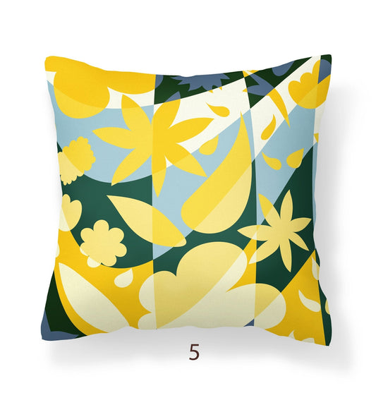 Yellow and Blue Outdoor Pillow