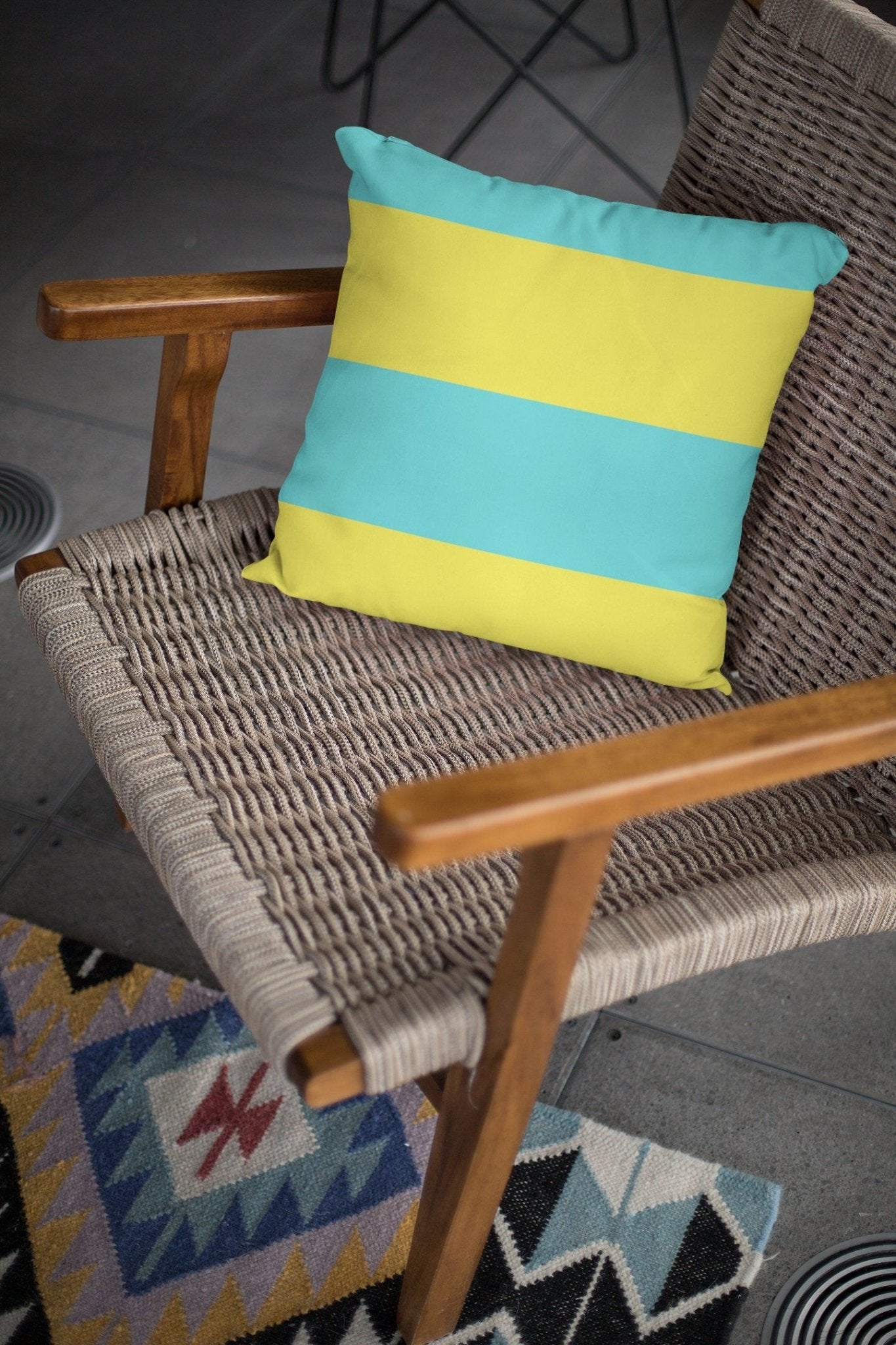 Yellow and Blue Throw Pillow Cover